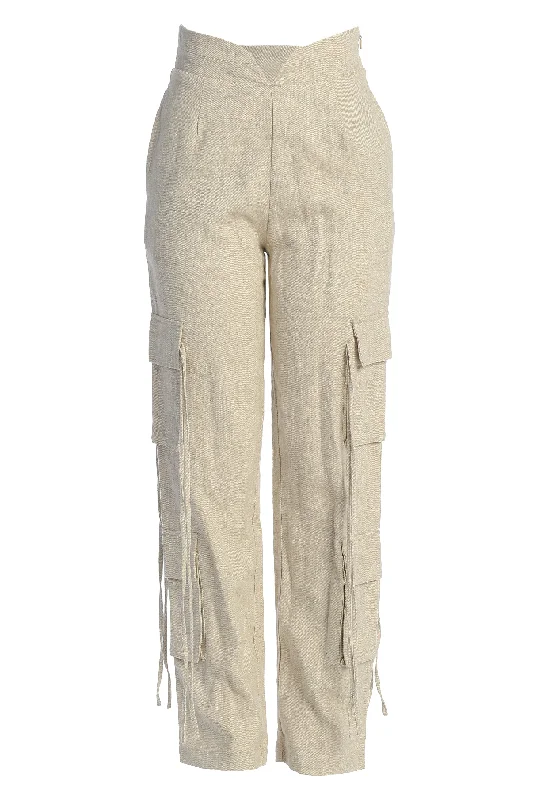 Stylish cropped pants for warm season trends -Natural Better Half Linen Utility Pants