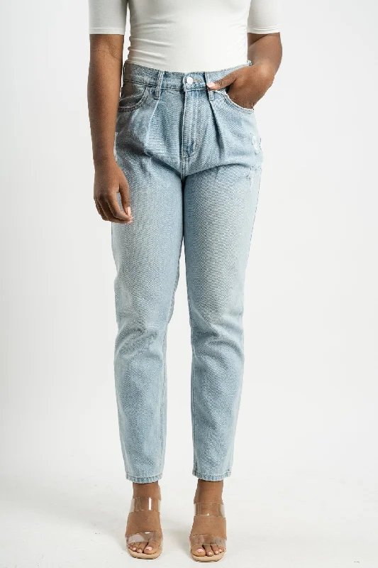 Skinny Jeans for Slim Fit -Cello high rise slim straight jeans light denim