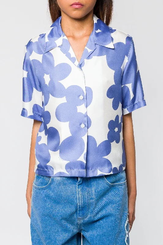 Dark Wash Jeans for Elegance -Marni Blue Floral Button Down Top