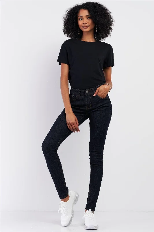 Stretch Jeans for Flexibility -Mid Rise Designed Back Pocket Straight Cut Denim Jeans