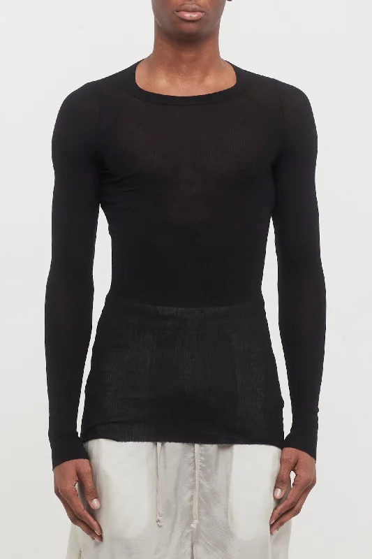 Stonewashed Jeans for Softness -Rick Owens Rib LS T in Black