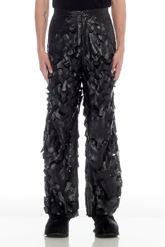 Fashion Jeans for Trendsetter -Lu'u Dan Laser Cut Wide Leg Pant in Black