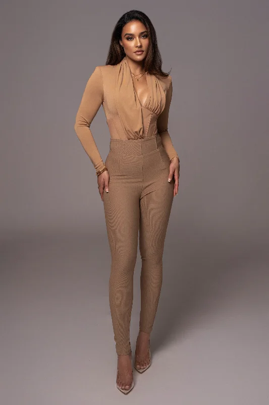 Classic wool pants for cold weather elegance -Sand Ultra High Waist Skinny Pants