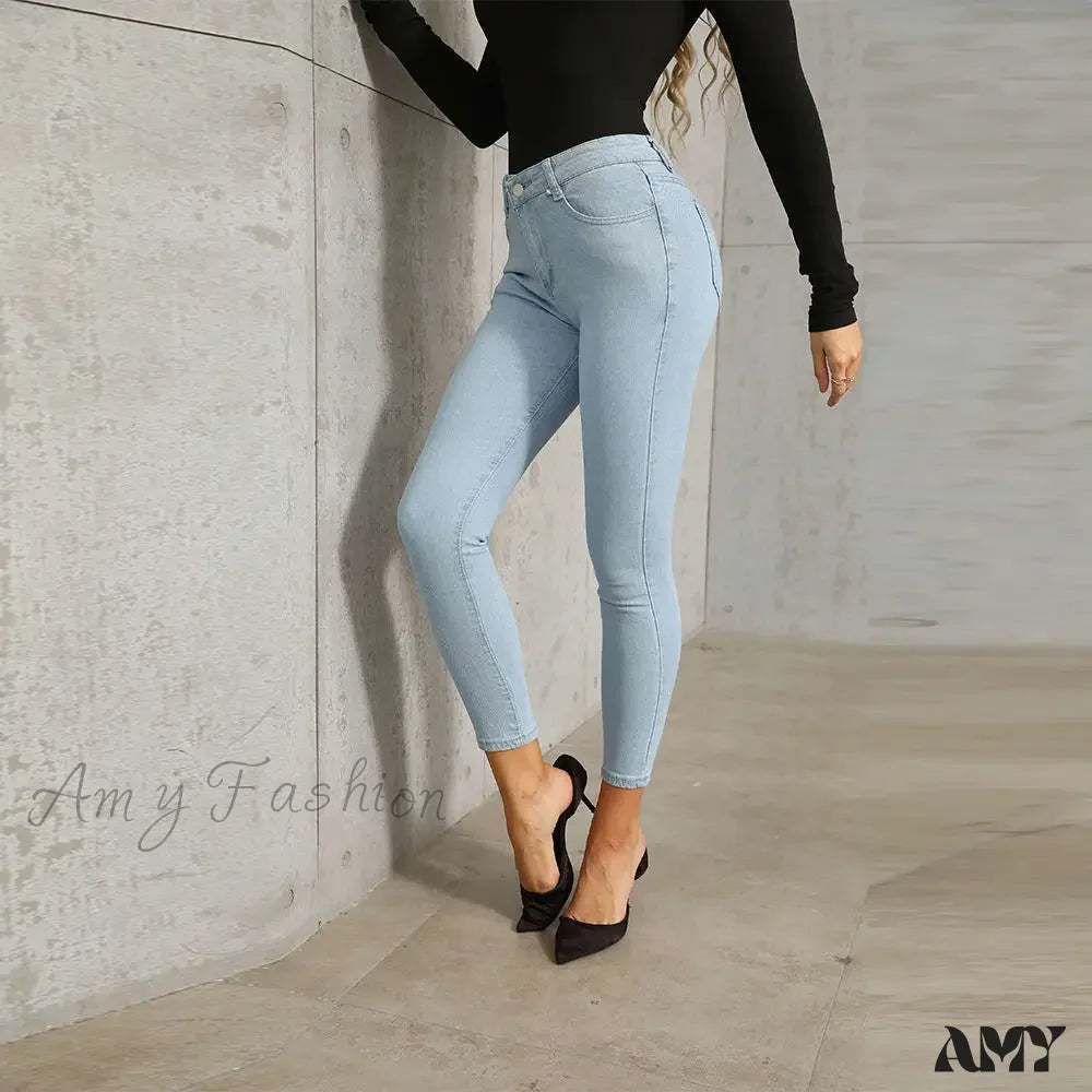 Fishing Jeans for Water -Amy Fashion - Stretch Skinny Women's High Waisted Sexy Streetwears Pencil Fashion Elastici Denim Slim Casual Jean