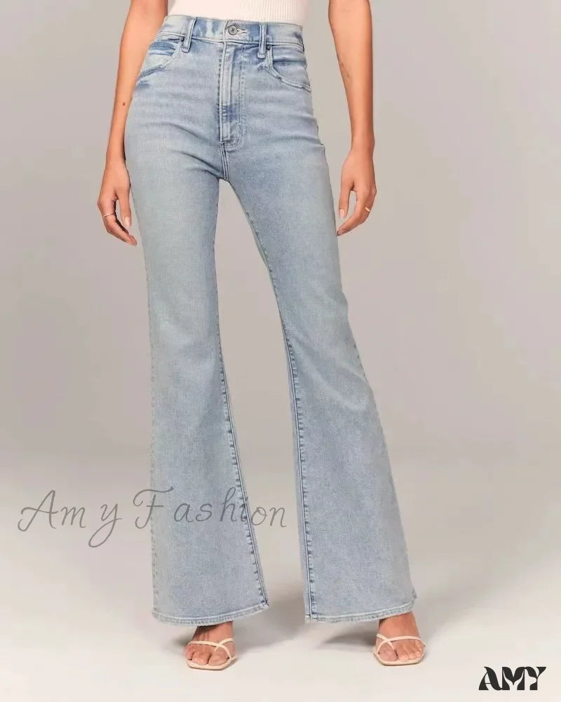 Party Jeans for Night Out -Amy Fashion - Stretch High Waist Slimming Skinny Flare Women's Casual Fashion Slim fit Small Summer 2024 New Jean