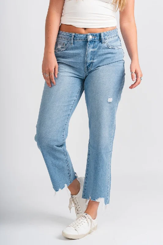 Embroidered Jeans for Detail -Flying Monkey high rise crop straight jeans Angie