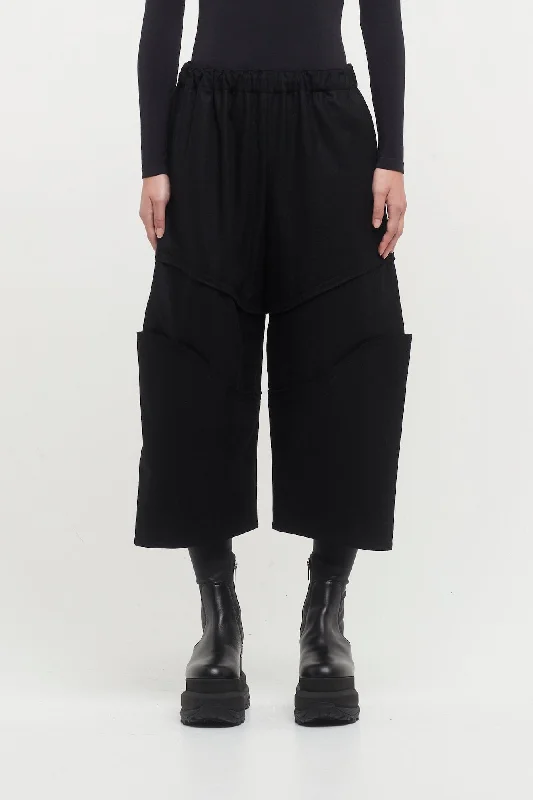 Rolled Shorts Jeans for Style -Comme des Garçons Layered Wide Knee Pants