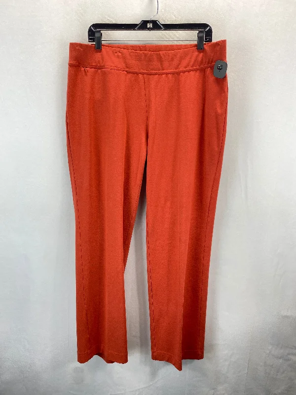 Flowy wide pants for artistic bohemian vibes -Pants Lounge By Lands End In Orange, Size: 1x