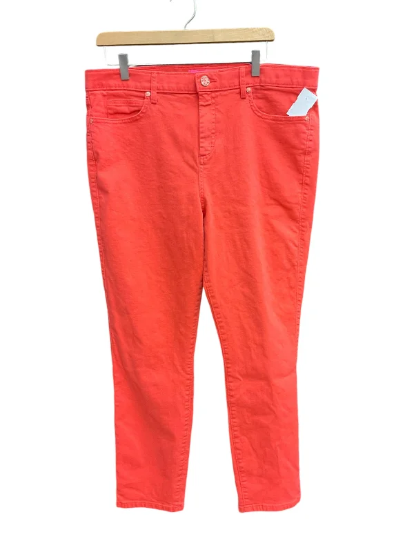 Retro bell-bottom pants for 70s-inspired fashion -Pants Chinos & Khakis By Lilly Pulitzer In Coral, Size: 16