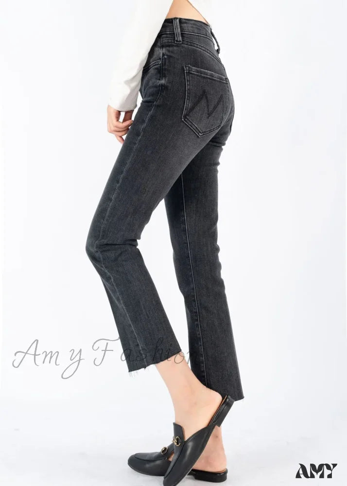 Tapered Jeans for Modern -Amy Fashion - 2024 Brand M New Autumn and Winter Straight Slim Ninth Smoke Gray Fitting Jean