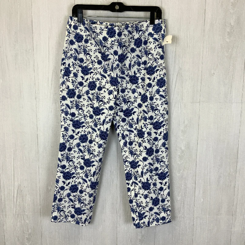 Soft cotton pants for sensitive skin comfort -Pants Cropped By Talbots In Blue & White, Size: 8