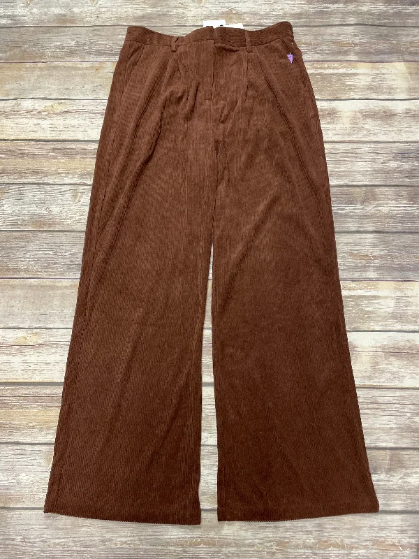 Warm flannel pants for chilly morning lounging -Pants Corduroy By Cme In Brown, Size: Xl