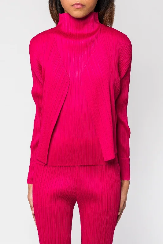 Branded Jeans for Quality -Pleats Please Issey Miyake New Colorful Basics Cardigan 4 in Carmine