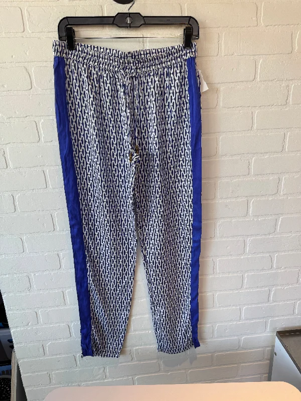 Stylish flare pants for retro party looks -Pants Joggers By Clothes Mentor In Blue & White, Size: 8