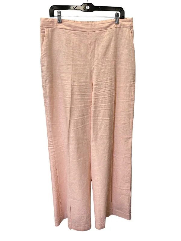 Elegant wide-leg pants for upscale dinner dates -Pants Linen By Express In Pink, Size: 14