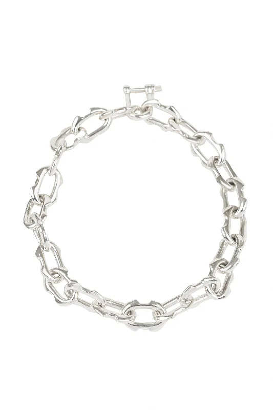 White Jeans for Fresh Look -Parts of Four Charm Chain Necklace (50cm, Small Deco links, PA)