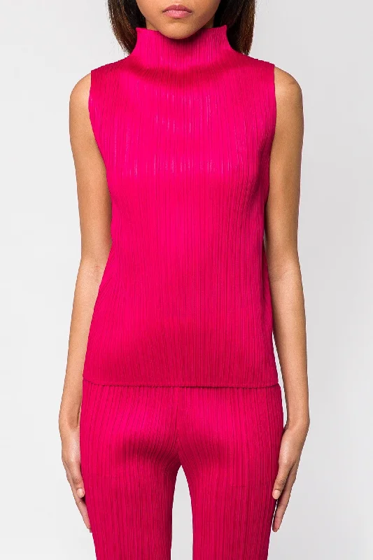 High-end Jeans for Exclusivity -Pleats Please Issey Miyake New Colorful Basics Tank 4 in Carmine