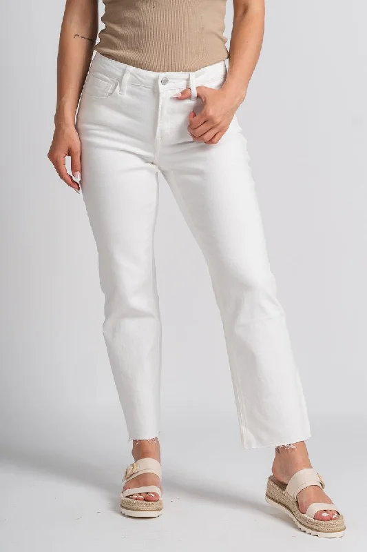 Flare Jeans for Retro Vibe -Vervet mid rise ankle straight jeans optic white