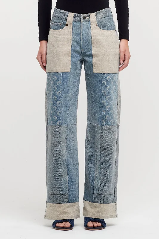 Carpenter Jeans for Function -Marine Serre Regenerated Denim Wide Leg Pants