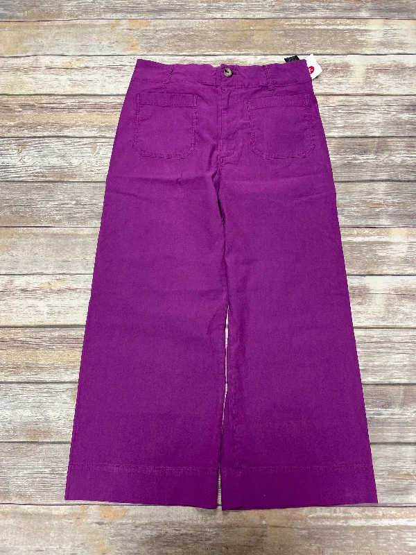 Relaxed chino pants for casual Friday offices -Pants Wide Leg By Maeve In Purple, Size: 16