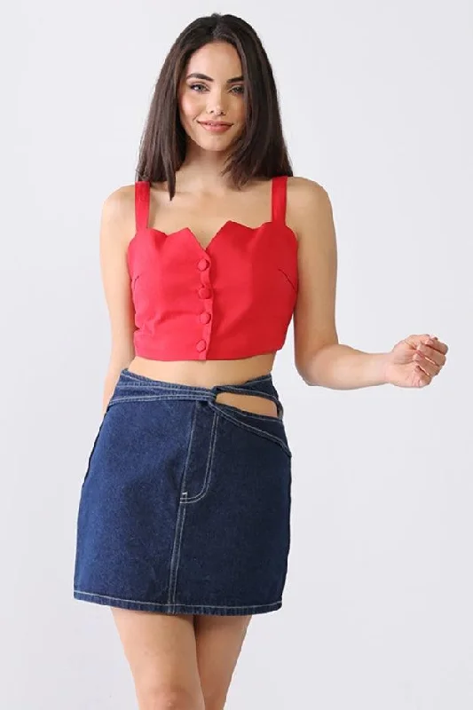 Printed Jeans for Pattern -Denim Cotton Cut-Out Detail High Waist Mini Skirt