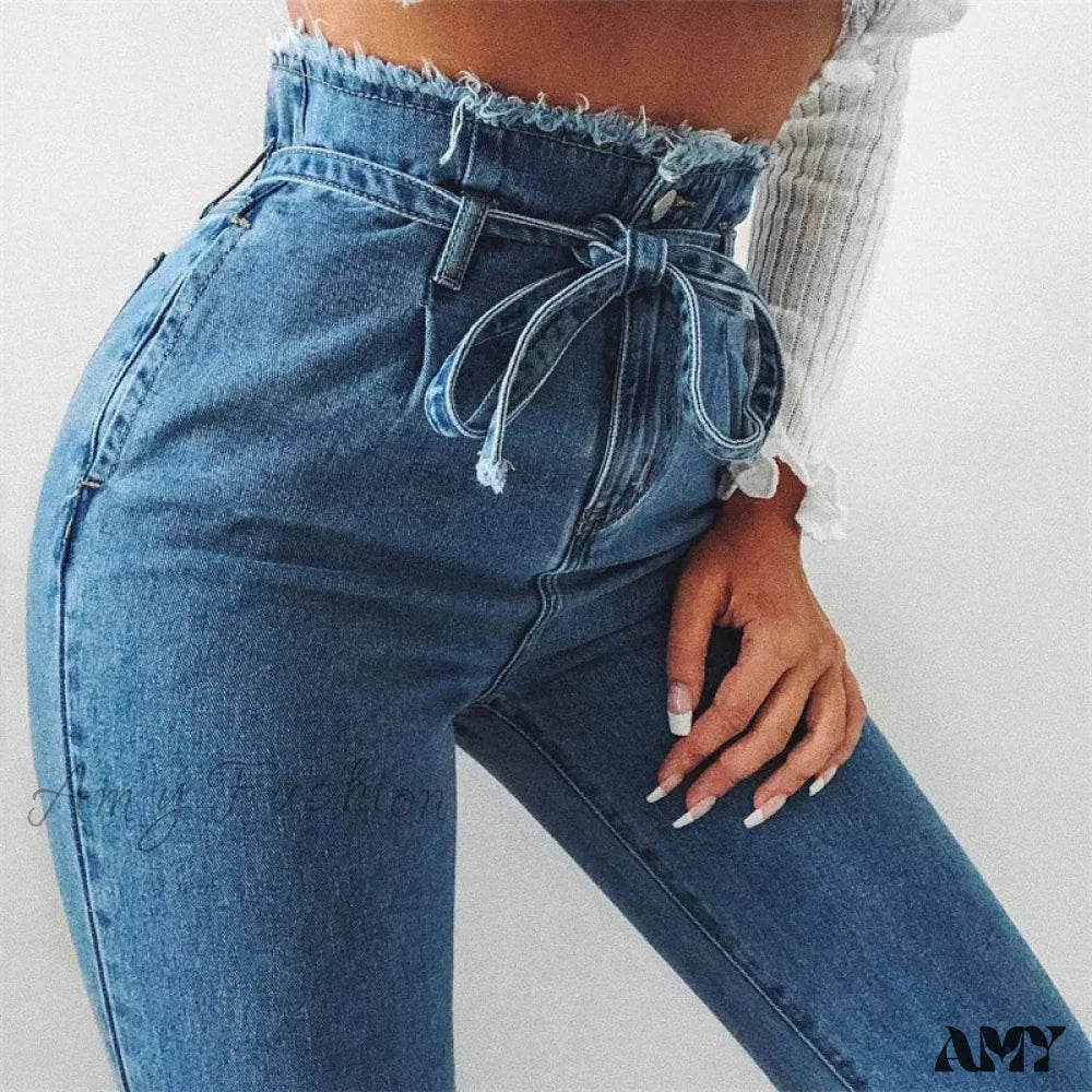 Father's Day Jeans for Present -Amy Fashion - High Waist Women Streetwear Sexy Harem Stretch Mom Black Fashion Women Jean