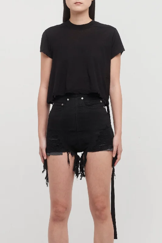 Distressed Jeans for Edgy Style -Rick Owens DRKSHDW Cropped Small Level T in Black