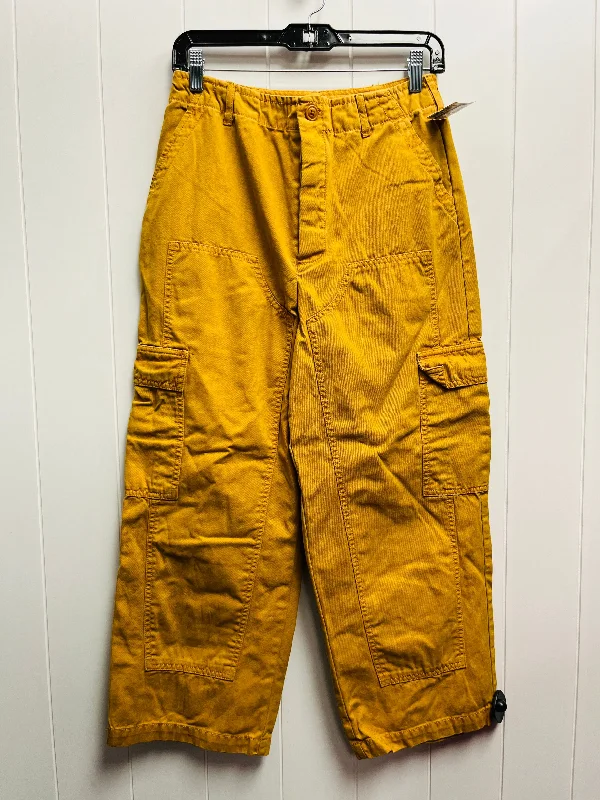 Retro bell-bottom pants for 70s-inspired fashion -Pants Cargo & Utility By Universal Thread In Yellow, Size: 6