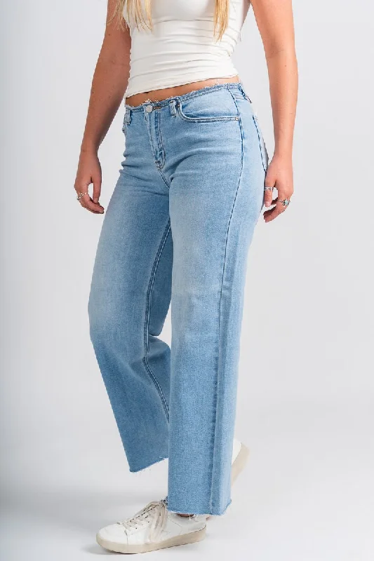 Wide Leg Jeans for Comfort -JBD low rise straight leg jeans light denim