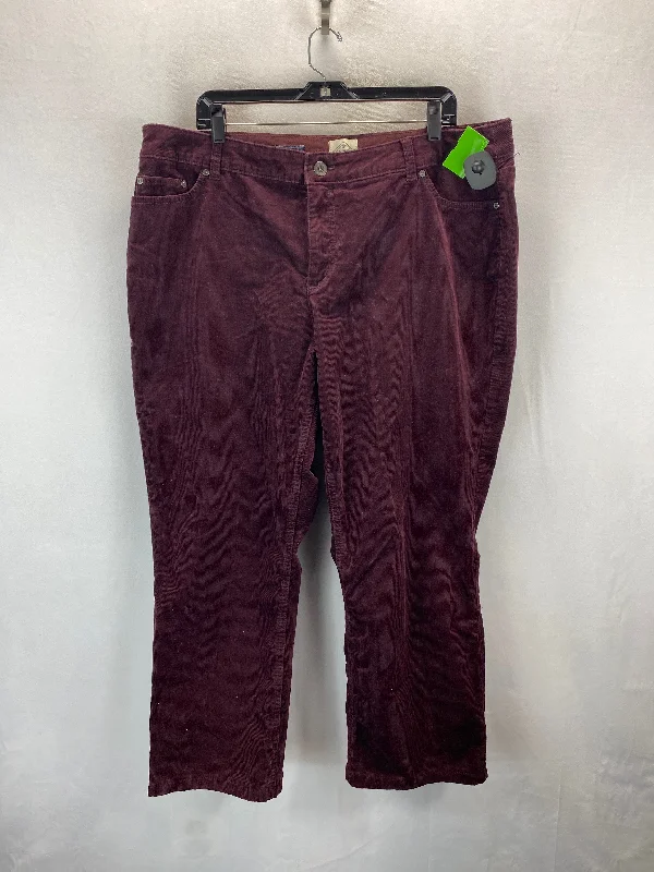 Relaxed chino pants for casual Friday offices -Pants Corduroy By St Johns Bay In Purple, Size: 20w