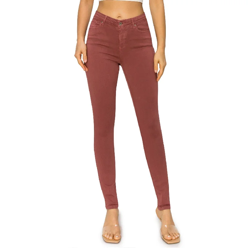 Blue Jeans for Everyday Wear -Soft Stretchy High Rise The Everyday Skinny Jeans - Red Argil