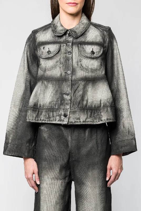 Camping Jeans for Wilderness -Melitta Baumeister Cropped Denim Painted Jacket