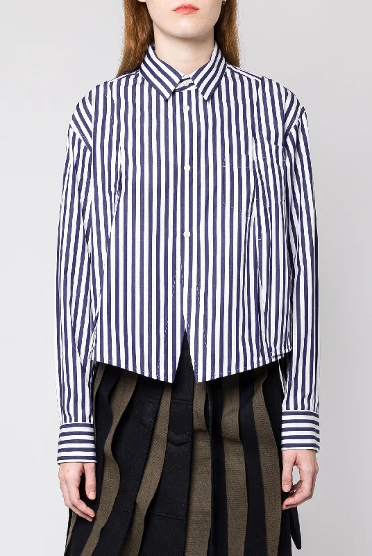 Hunting Jeans for Woods -Sacai Cotton Poplin Shirt in Navy Stripe