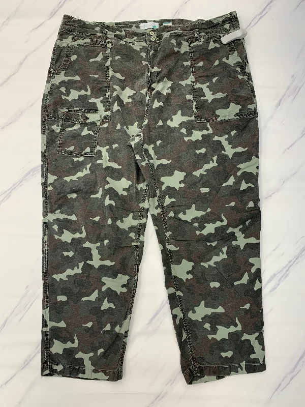 Warm flannel pants for chilly morning lounging -Pants Cargo & Utility By Anthropologie In Camouflage Print, Size: 26