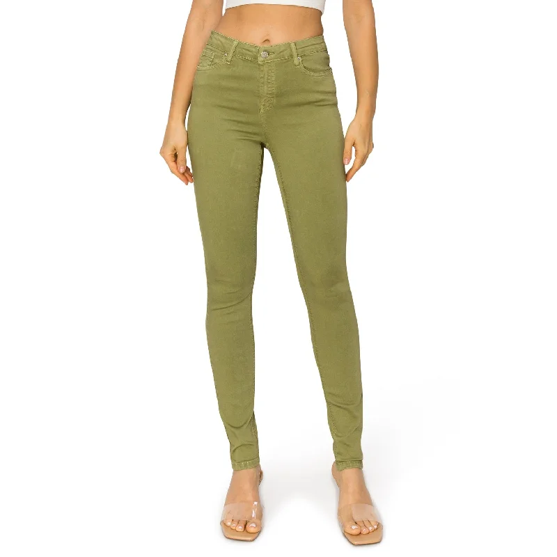 Cargo Jeans for Utility -Soft Stretchy High Rise The Everyday Skinny Jeans - Wasabi