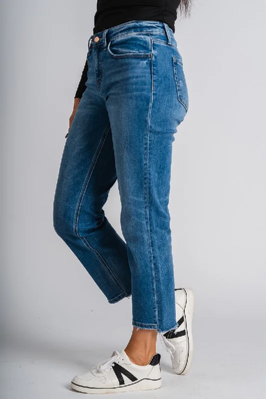 Denim Jeans for Durability -Flying Monkey mid rise crop straight jeans stately