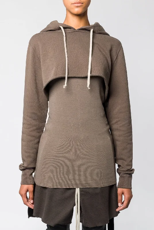 Outdoor Jeans for Adventures -Rick Owens DRKSHDW Cropped Hoodie in Dust