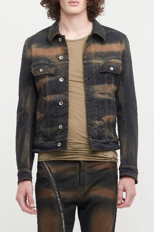 Cycling Jeans for Biking -Rick Owens DRKSHDW Trucker Jacket in Mud