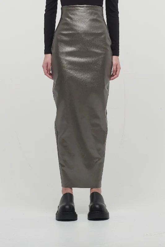 Embroidered Jeans for Detail -Rick Owens Dirt Pillar Skirt in Gunmetal