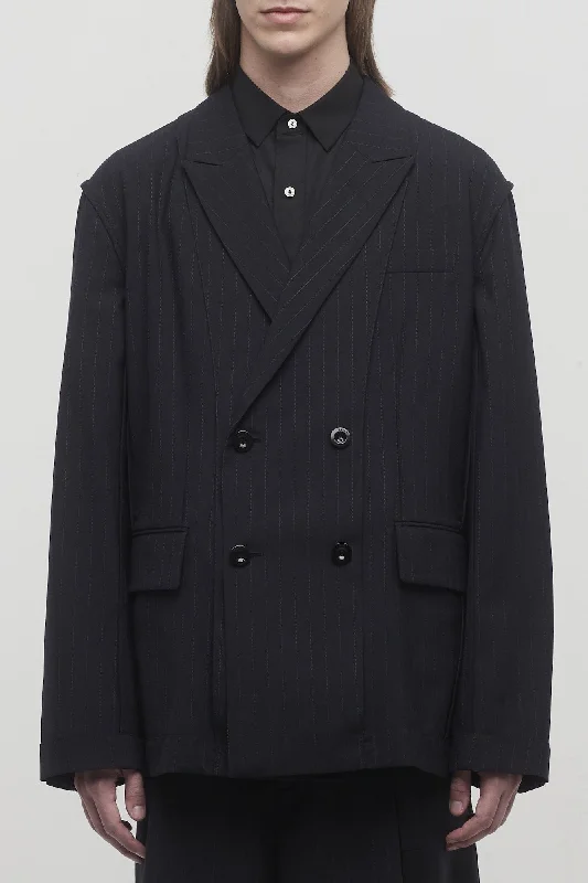 Club Jeans for Social -Sacai Chalk Stripe Double Breasted Blazer