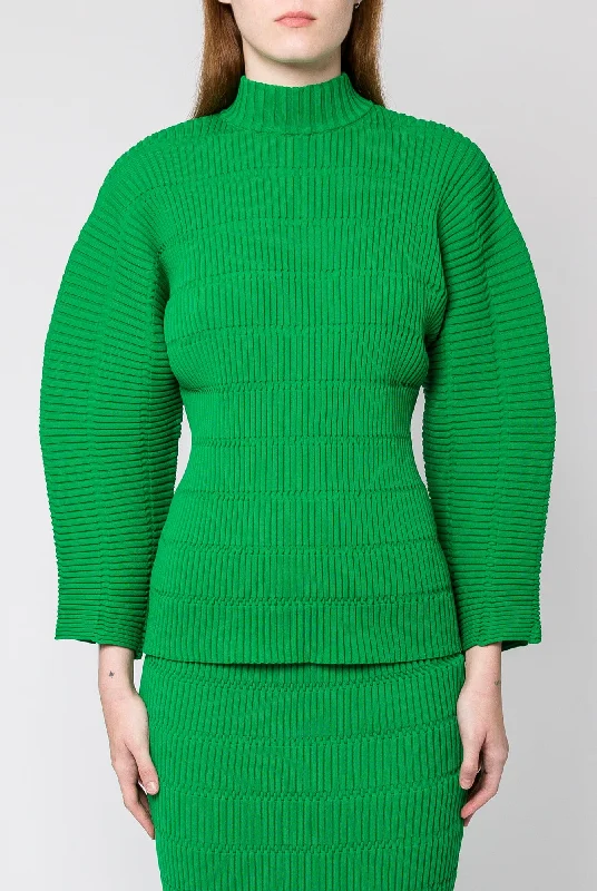 Gym Jeans for Workout -Pleats Please Issey Miyake Jiggly Knit Top in Green