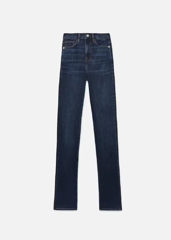 Embellished Back Pocket Jeans for Glamour -Le High Straight Long Jean