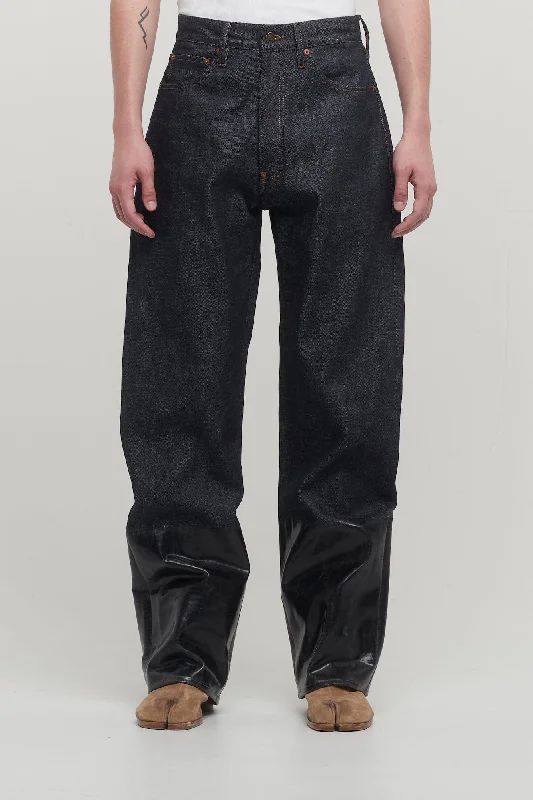 Studded Jeans for Punk -Maison Margiela Denim Trouser with Lacquered Cuff