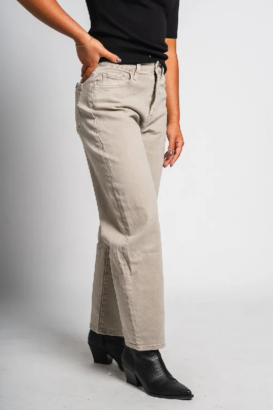 Pencil Skirt Jeans for Sophistication -Vervet high rise slim barrel jeans rock grey