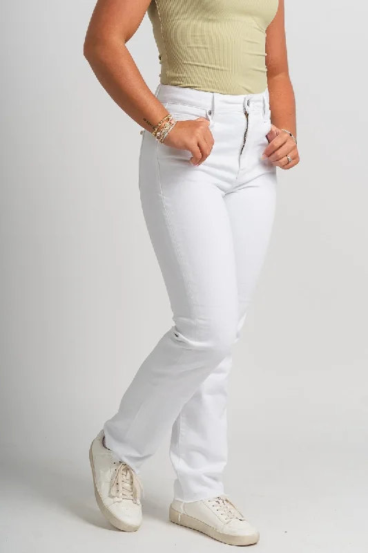 Stretch Jeans for Flexibility -Hidden Tracey high rise straight leg jeans white