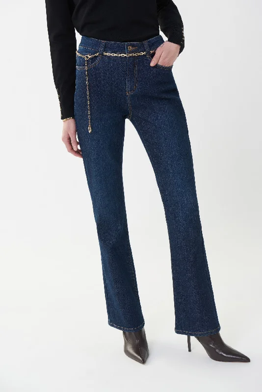 High Waisted Jeans for Shape -Joseph Ribkoff Chain Belted High Rise Jean - 223939