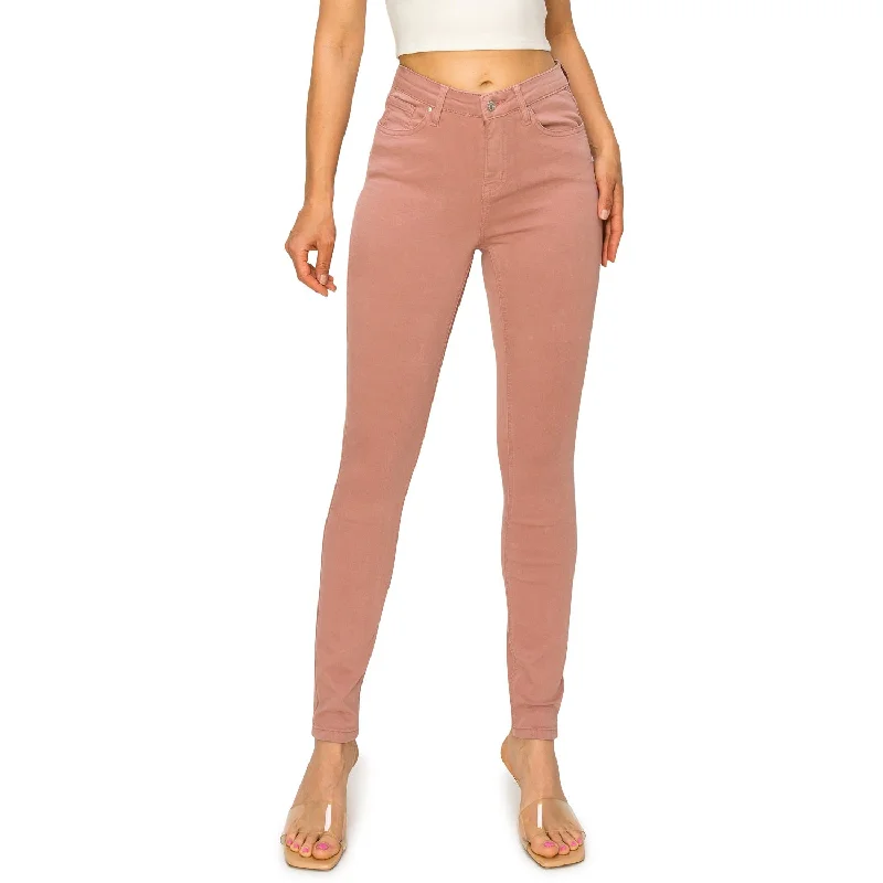 A-line Skirt Jeans for Grace -Soft Stretchy High Rise The Everyday Skinny Jeans - Mauve Pink