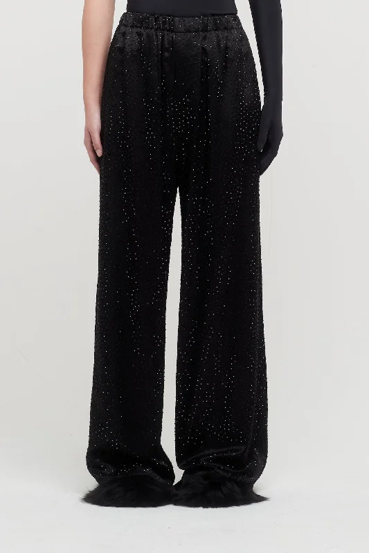 Leather Trim Jeans for Luxury -Balenciaga Pyjama Pants in Mirror Strass