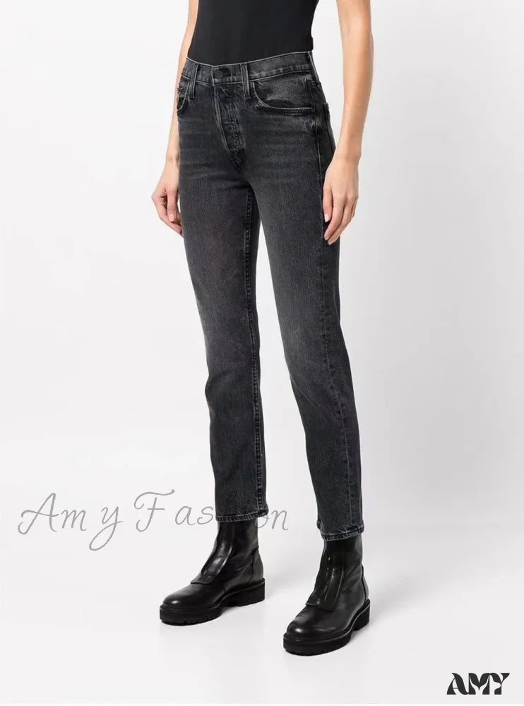 Denim Jeans for Durability -Amy Fashion - High Quality Stretch Women straight denim casual fashion ankle-length 2024 Fall Winter new Jean