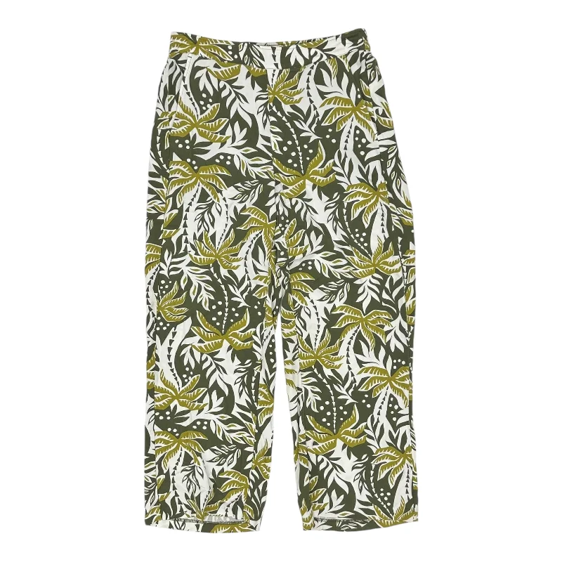 Flowy linen pants for relaxed tropical vacations -Pants Other By Old Navy In Green & White, Size:L